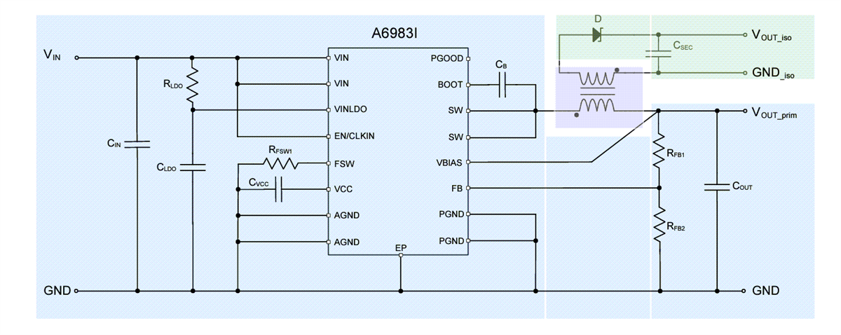 Schematic - STMicroelectronics A6983I Iso-Buck Converter
